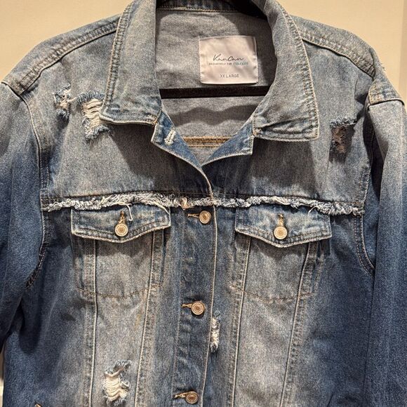 Kancan Denim Two Tone Distressed Jacket Size XXL, Exclusively For Maurices - Picture 2 of 8